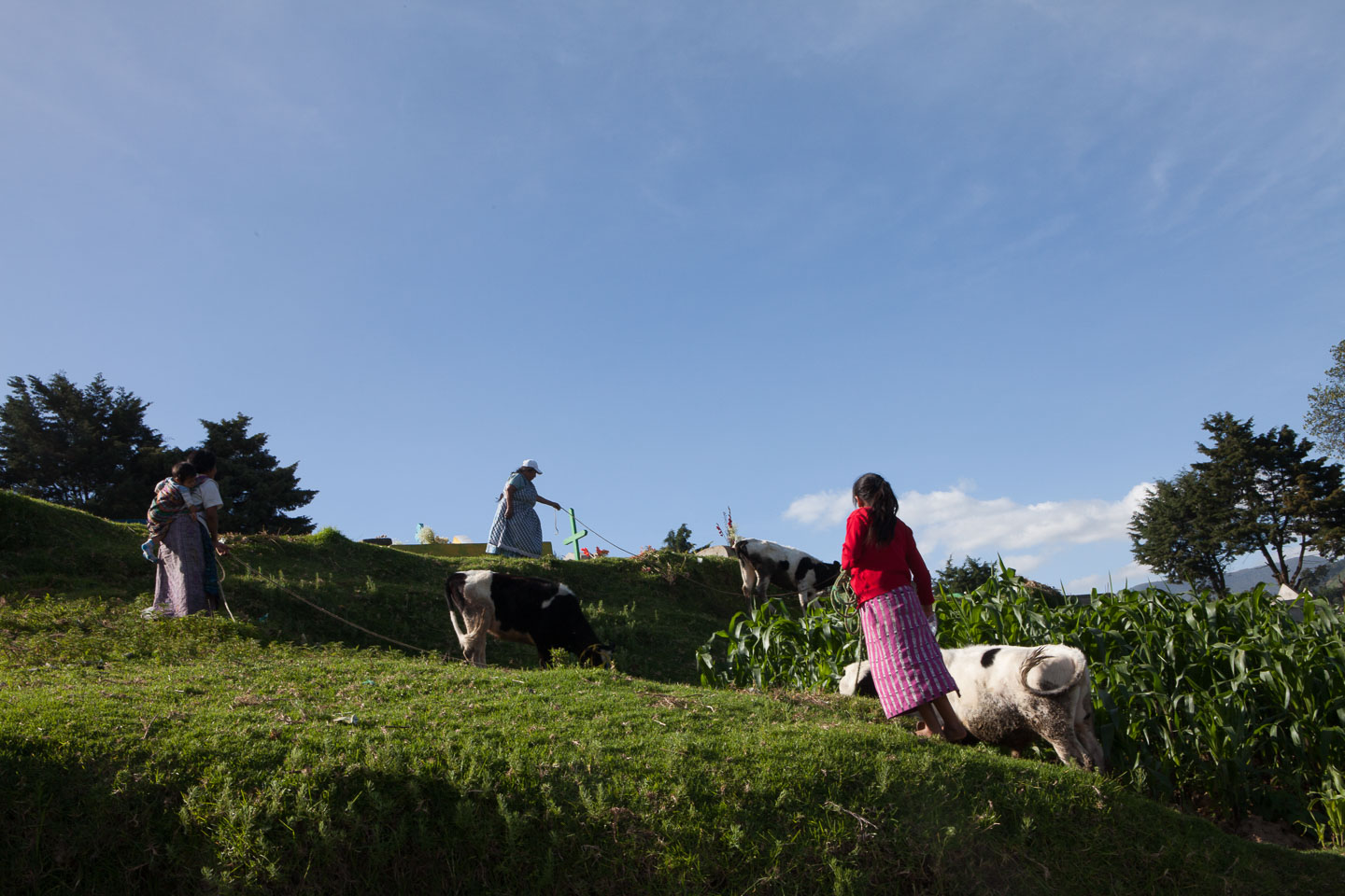 Tre generationer på landsbygden utanför Quetzaltenango